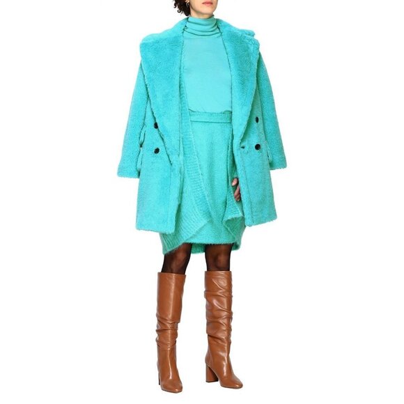 NWT MaxMara turquoise pleated mohair blend skirt, 8 - Picture 1 of 16